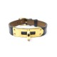 VINTAGE BRACELET HERMES KELLY CUIR COURCHEVEL BLEU MARINE NAVY 14 A 18CM 390€