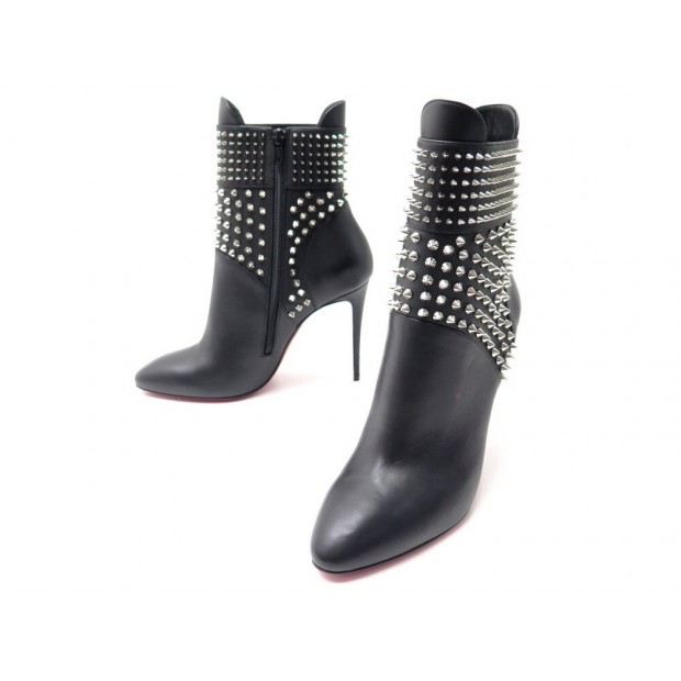 NEUF CHAUSSURES CHRISTIAN LOUBOUTIN BOTTINES HONGROISE SPIKE 38.5 CUIR NEW 1195€