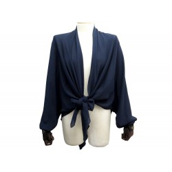 NEUF VESTE CHANEL CAPE ETOLE EN MOUSSELINE DE SOIE M 40 BLEU MARINE NAVY 2600€