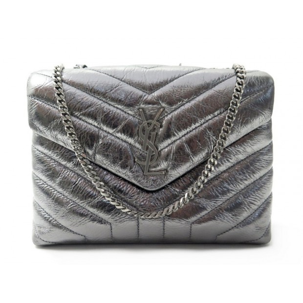 NEUF SAC A MAIN YVES SAINT LAURENT LOULOU S CUIR MATELASSE ARGENT HAND BAG 2100€