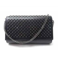 NEUF SAC A MAIN CHRISTIAN LOUBOUTIN PALOMA CLUTCH SPIKE CUIR ARGENTE BAG 1190€