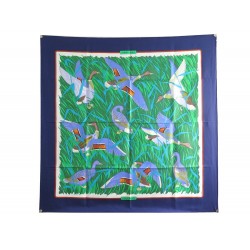 NEUF FOULARD HERMES COLS VERTS CARRE 90 VAUZELLES SOIE + BOITE SILK SCARF 410€