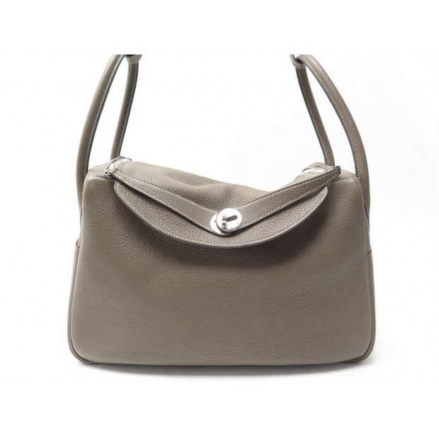 SAC A MAIN HERMES LINDY 34 EN CUIR TOGO ETOUPE TAUPE LEATHER HAND BAG 6500€