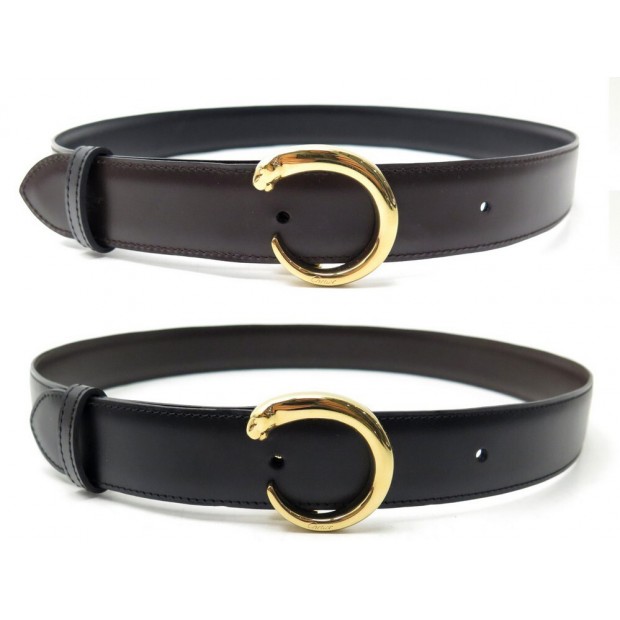 NEUF CEINTURE CARTIER PANTHERE 75 REVERSIBLE CUIR MARRON NOIR + BOITE BELT 560€