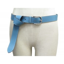 NEUF CEINTURE HERMES NOEUD TAILLE 85 EN CUIR TOGO BLEU NEW LEATHER BELT 700€