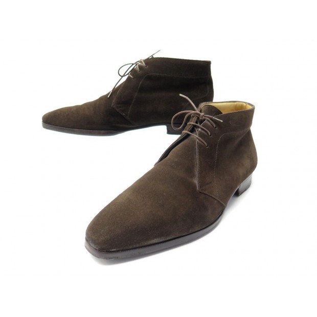 CHAUSSURES AUBERCY BOTTINES CHUKKA 6.5E 41 EN DAIM MARRON SUEDE BOOTS 1450€