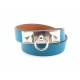 BRACELET HERMES RIVALE DOUBLE TOUR 15 CM EN CUIR BLEU BLUE LEATHER JEWEL 495€