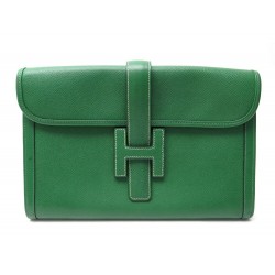 SAC A MAIN HERMES JIGE ELAN PM EN CUIR EPSOM VERT POCHETTE + BOITE BAG 3200€