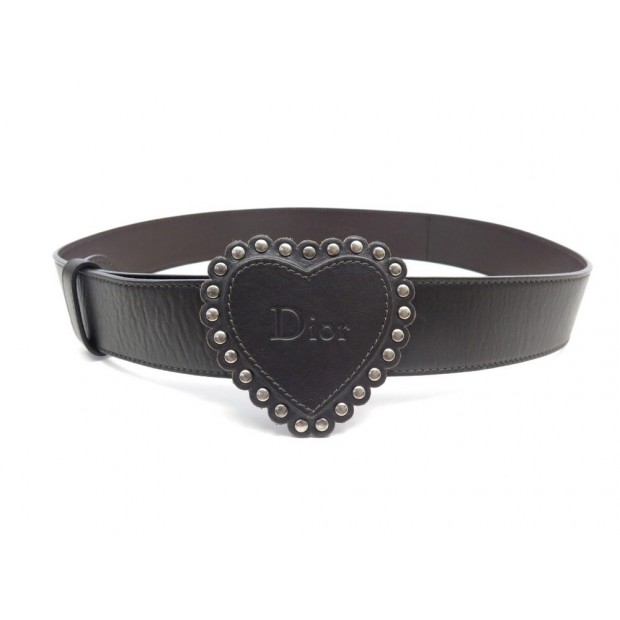 CEINTURE CHRISTIAN DIOR BOUCLE COEUR T90 EN CUIR MARRON HEART LEATHER BELT 630€