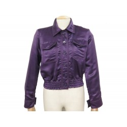 NEUF VESTE COURTE LOUIS VUITTON S 36 EN SOIE VIOLET NEW SHORT JACKET VEST 3900€