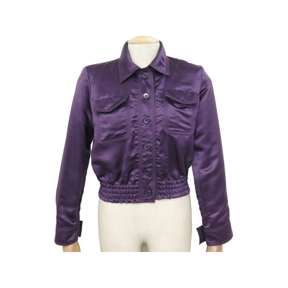 veste courte louis vuitton s 36 en soie violet