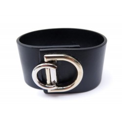 NEUF BRACELET DIOR MANCHETTE INITIALES 16 CM EN CUIR NOIR LEATHER JEWEL 790€