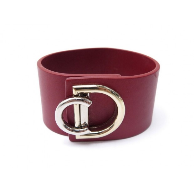 BRACELET DIOR MANCHETTE INITIALES 16 CM EN CUIR ROUGE RED LEATHER JEWEL 790€