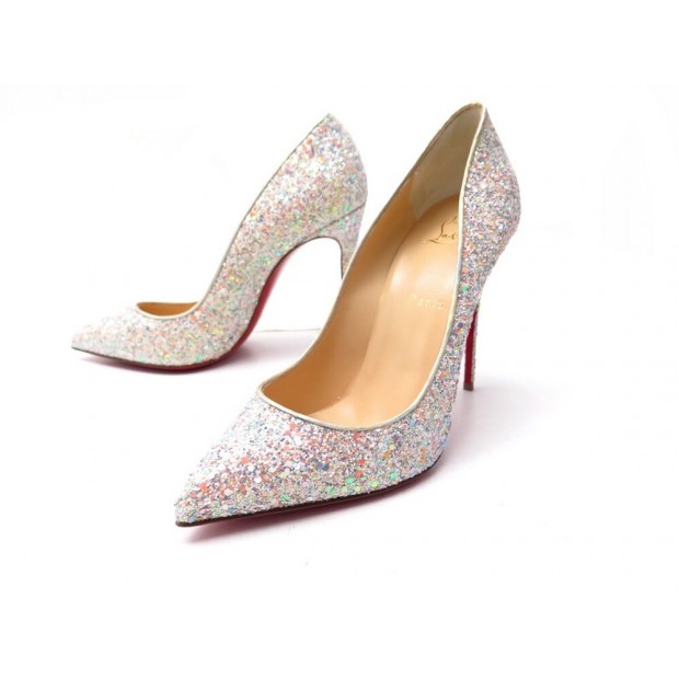 NEUF CHAUSSURES CHRISTIAN LOUBOUTIN ESCARPINS PIGALLE FOLLIES ARGENTE 39 750€