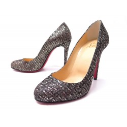 NEUF CHAUSSURES CHRISTIAN LOUBOUTIN ESCARPINS FIFI 38 DENTELLE ET SEQUINS 575€