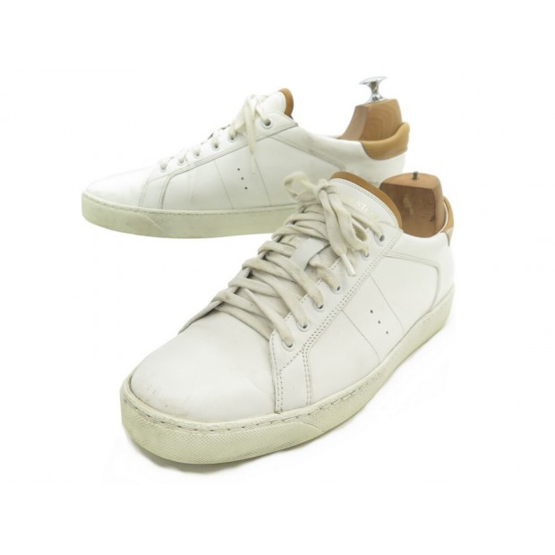 CHAUSSURES JM WESTON BASKETS ON TIME 8 42 CUIR BLANC LEATHER SNEAKERS SHOES 495€