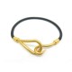 NEUF BRACELET HERMES JUMBO 18CM EN CUIR NOIR FINITION PVD DORE NEW LEATHER 240€