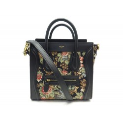 NEUF SAC A MAIN CELINE NANO LUGGAGE TAPESTRY BANDOULIERE CUIR & TOILE BAG 1550€