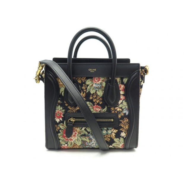 NEUF SAC A MAIN CELINE NANO LUGGAGE TAPESTRY BANDOULIERE CUIR & TOILE BAG 1550€