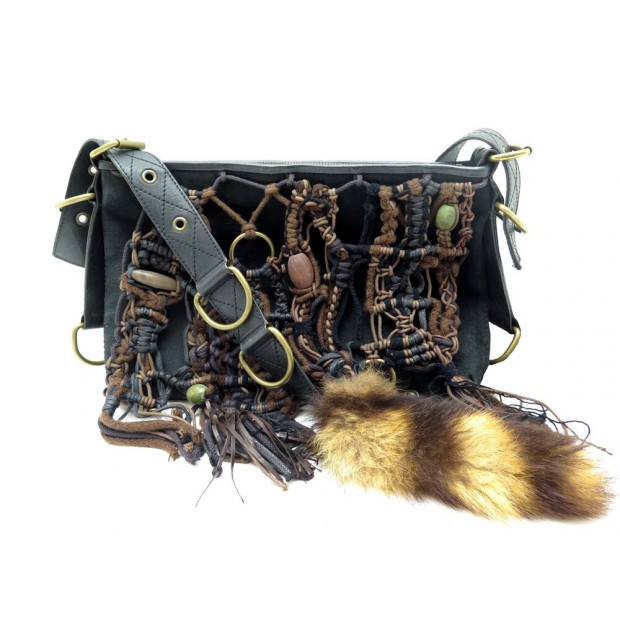 SAC A MAIN GIVENCHY QUEUE DE RACCOON LACE EN DAIM ET LACETS NOIR SUEDE HAND BAG