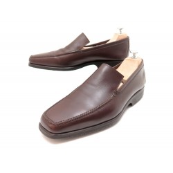 NEUF CHAUSSURES HERMES MOCASSINS 45 EN CUIR MARRON LEATHER LOAFERS SHOES 660€