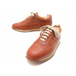 NEUF CHAUSSURES HERMES BASKETS QUICK H 45 CUIR MARRON BOITE SNEAKERS SHOES 685€