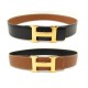 CEINTURE HERMES REVERSIBLE 32MM T65 CUIR NOIR & GOLD BOUCLE H DORE BELT 660€