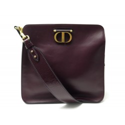 SAC A MAIN CHRISTIAN DIOR CABAS LOGO CD BANDOULIERE EN CUIR BORDEAUX HAND BAG