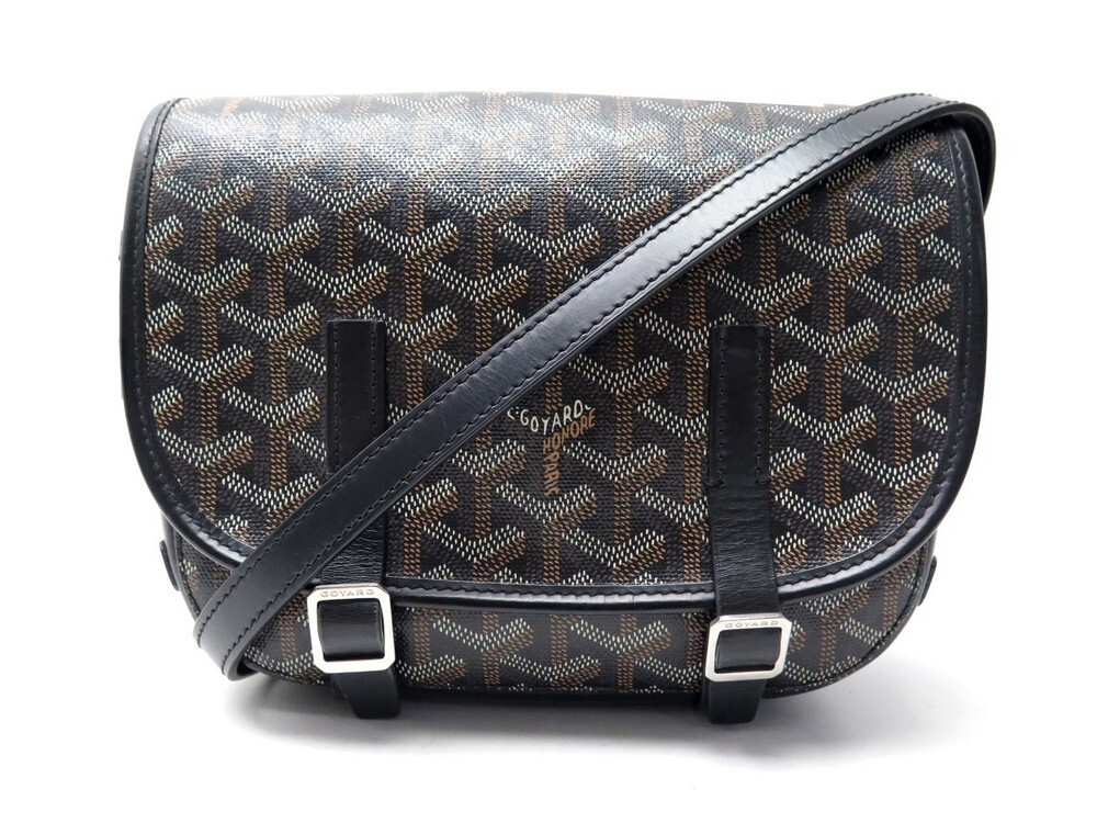 Sac Goyard Vert Goyardine en toile enduite et cuir Belvedere PM