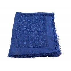 ECHARPE LOUIS VUITTON M72412 CHALE MONOGRAM EN SOIE ET LAINE BLEUE SHAWL 435€