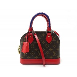 NEUF SAC A MAIN LOUIS VUITTON ALMA BB TOILE MONOGRAM CUIR ROUGE BANDOULIERE BAG