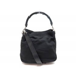 SAC A MAIN GUCCI BAMBOO 001.1638 CABAS TOILE CUIR NOIR BANDOULIERE HANDBAG 1065€