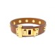 BRACELET HERMES MINI DOG CLOUS RONDS 15CM T1 EN CUIR CAMEL + BOITE LEATHER 460€