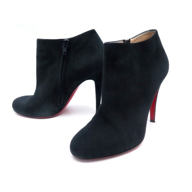 CHAUSSURES CHRISTIAN LOUBOUTIN BELLE 39 BOTTINES A TALONS DAIM NOIR BOOTS 845€