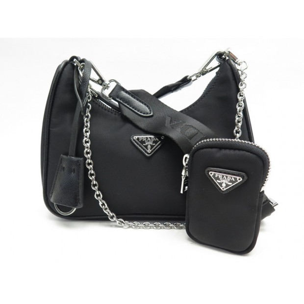 NEUF SAC A MAIN PRADA MULTI POCHETTE RE EDITION 2005 1BH204 NYLON NOIR BAG 1300€