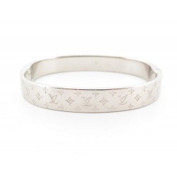 BRACELET LOUIS VUITTON JONC M00249 MANCHETTE NANOGRAM 15 CM METAL ARGENTE 490€