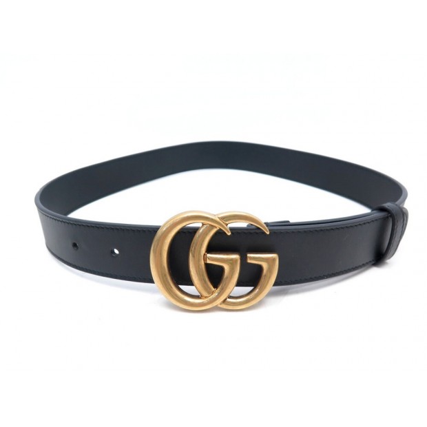 NEUF CEINTURE GUCCI GG MARMONT 414516 EN CUIR NOIR 70 CM BLACK LEATHER BELT 395€