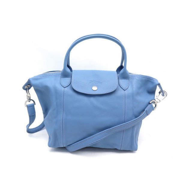 NEUF SAC A MAIN LONGCHAMP PLIAGE S EN CUIR BLEU + BANDOULIERE NEW HAND BAG 430€