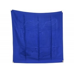 NEUF FOULARD HERMES QUADRIGE CARRE 90 PERON SOIE JACQUARD BLEU SILK SCARF 460€