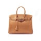 SAC A MAIN HERMES BIRKIN 35 EN CUIR BARENIA CAMEL GOLD LEATHER HAND BAG