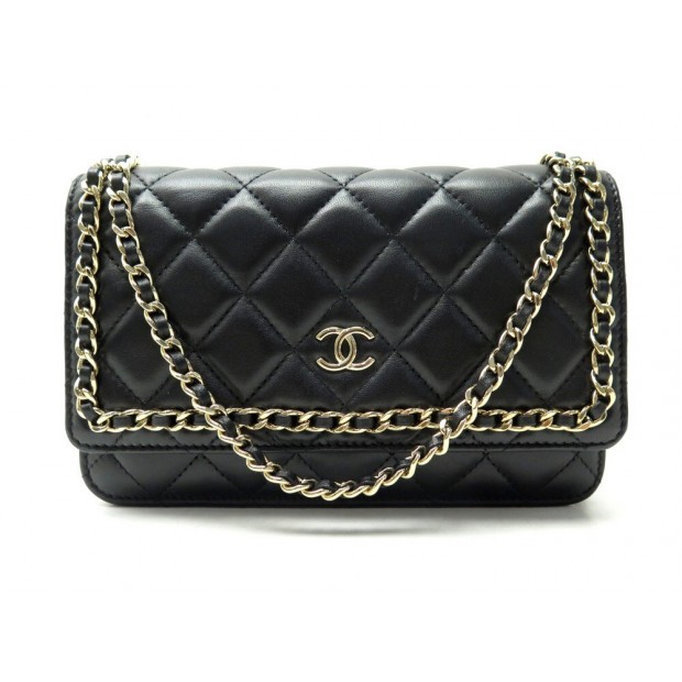 SAC A MAIN CHANEL WALLET ON CHAIN WOC EN CUIR MATELASSE NOIR HAND BAG 2700€