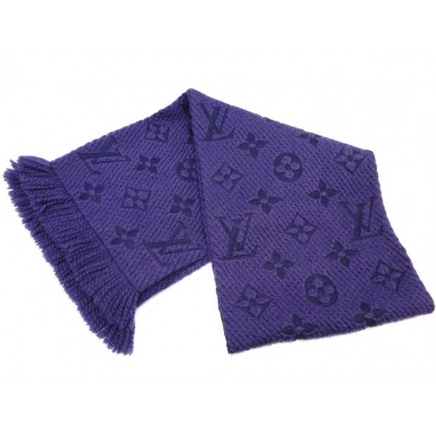 ECHARPE LOUIS VUITTON LOGOMANIA M75703 EN LAINE ET SOIE VIOLET WOOL SCARF 350€