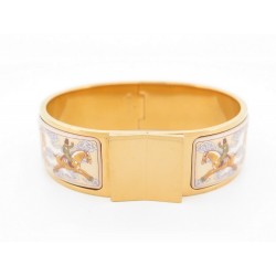 BRACELET HERMES CLIC CLAC IMPRIME CHEVAUX 16 CM EN EMAIL & PLAQUE OR ENAMEL 635€