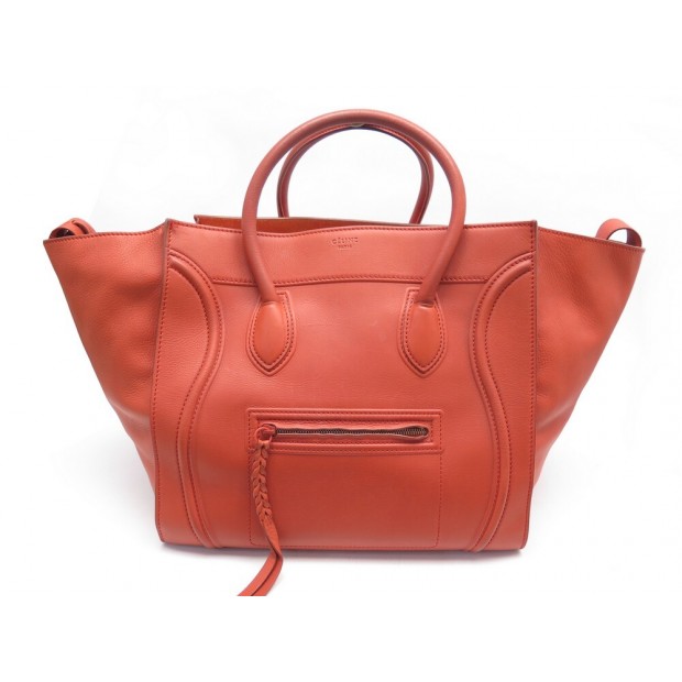 SAC A MAIN CELINE LUGGAGE PHANTOM MEDIUM CABAS CUIR ORANGE LEATHER HANDBAG 2600€