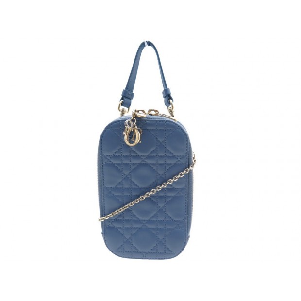 SAC POCHETTE ETUI TELEPHONE CHRISTIAN DIOR LADY EN CUIR CANNAGE BANDOULIERE 980€