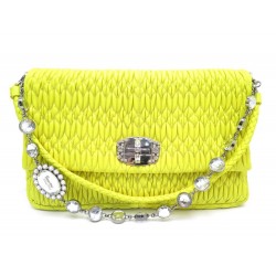 SAC A MAIN MIU MIU CRYSTAL RP0169 EN CUIR JAUNE GAUFFRE LEATHER HAND BAG 2050€