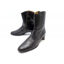 CHAUSSURES HERMES BOTTINES 38.5 EN CUIR MARRON BROWN LEATHER BOOTS SHOES 1300€