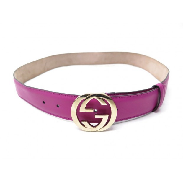 CEINTURE GUCCI BOUCLE GG 370543 90 CM EN CUIR ROSE PINK LEATHER BELT 420€