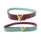 CEINTURE REVERSIBLE LOUIS VUITTON M9466 T 90 CM CUIR BORDEAUX ET BLEU BELT 400€