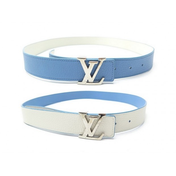 CEINTURE REVERSIBLE LV LOUIS VUITTON M9039 85 CM EN CUIR BLEU ET BLANC BELT 400€